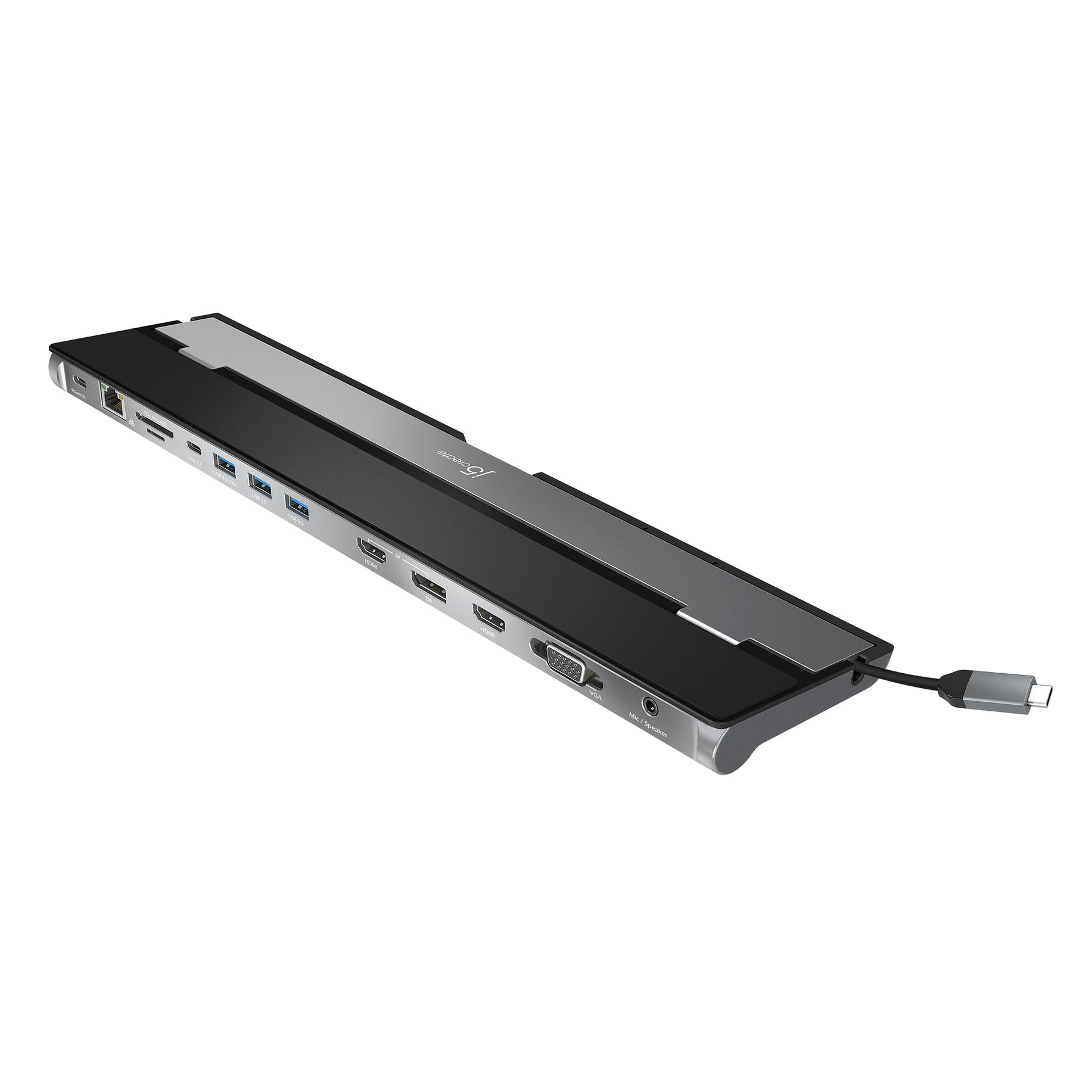 j5create JCD543P Dockingstation – USB-C, DP, 2× HDMI, VGA, 3× USB-A, 2× USB-C, 100 W PD, GbE, für Windows/Mac