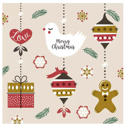 Paper + Design Servietten Xmas Hangings – 33 × 33 cm, 3-lagig – 20 Stück
