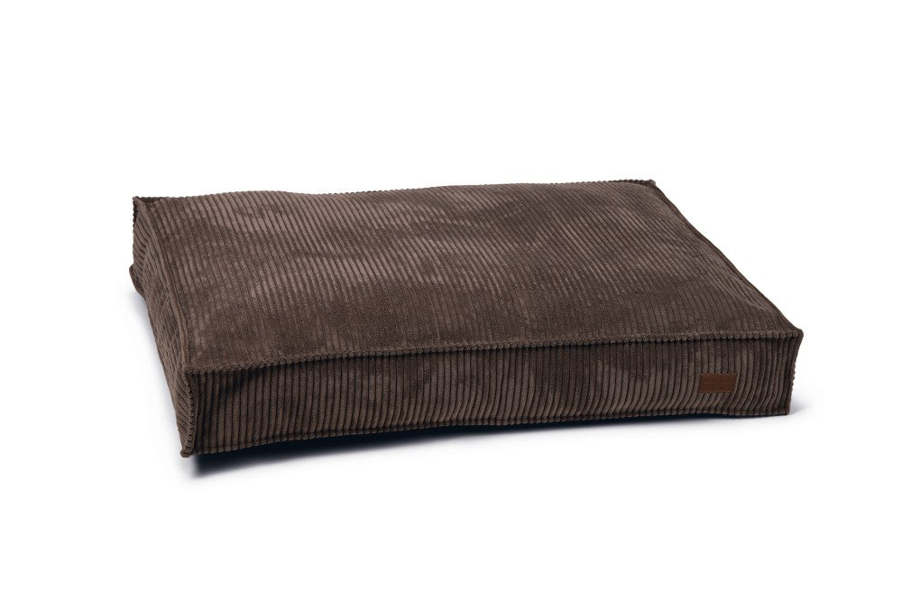 Designed by Lotte Liegekissen Ribbed (Tierbett) – 100 × 70 × 15 cm, Samt, Abnehmbarer Bezug, Braun