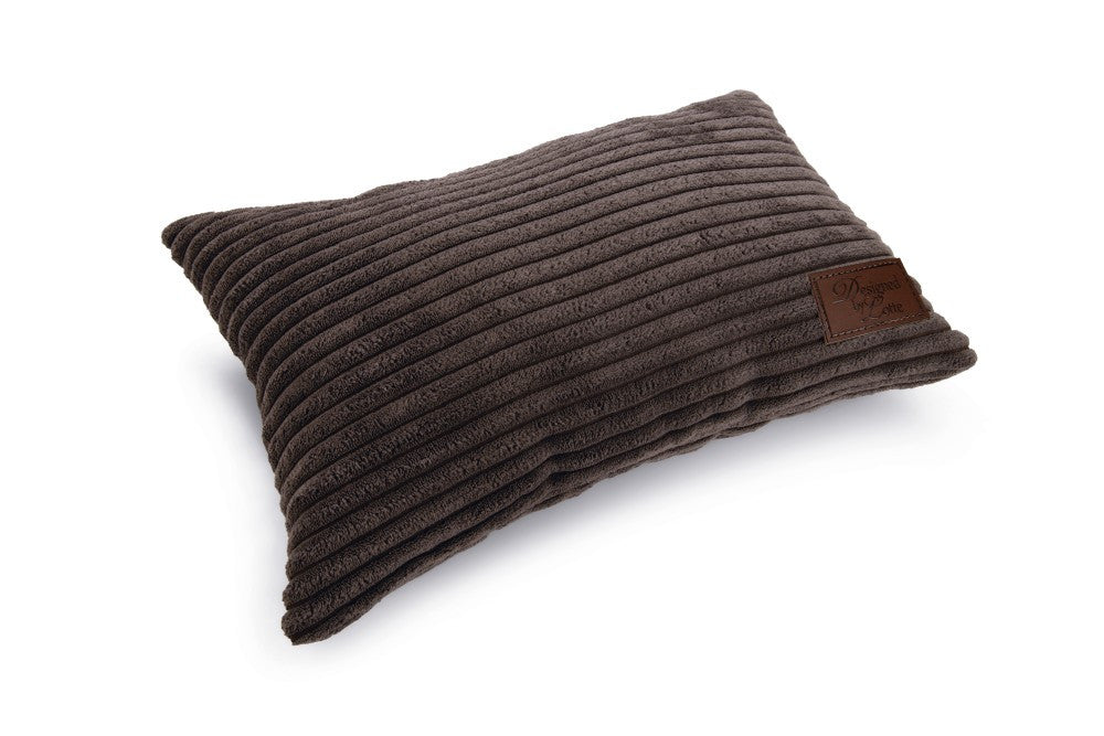 Designed by Lotte Geripptes Zierkissen – 35 × 23 cm, Samt, Abnehmbarer Bezug, Braun