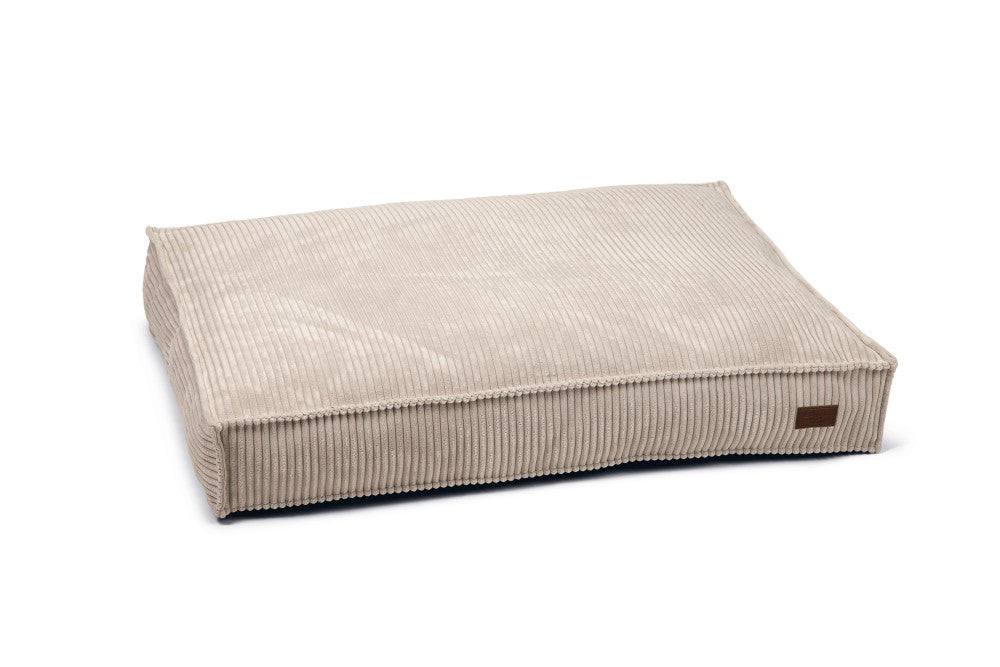 Designed by Lotte Geripptes Liegekissen – 100 × 70 × 15 cm, Samt, waschbar bei 30 °C, hellgrau
