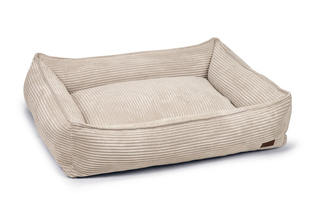 Designed by Lotte Kissen Tierbett – 95 × 80 × 23 cm, Samt, Abnehmbarer Bezug, Waschbar bei 30 °C, Hellgrau