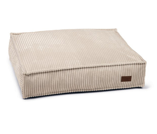Designed by Lotte Geripptes Liegekissen – 70 × 55 × 15 cm, Samt, Abnehmbarer Bezug, Grau