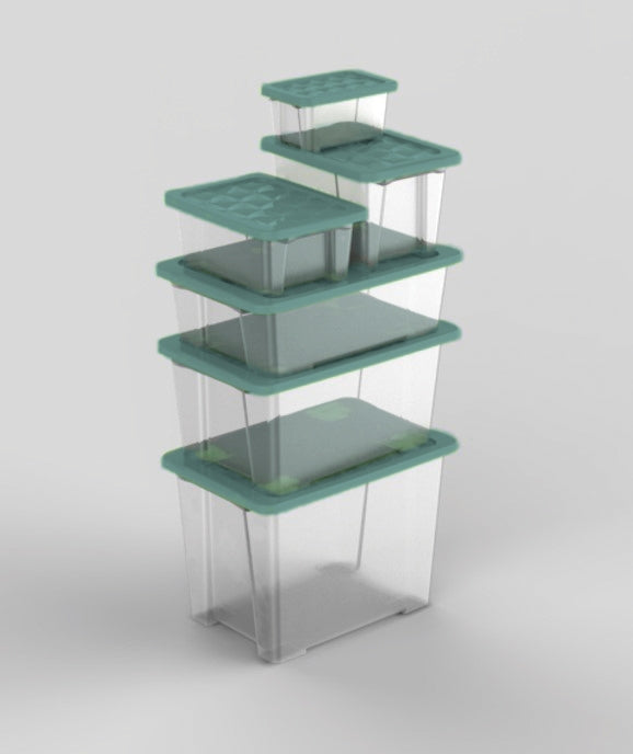 Rotho Aufbewahrungsbox Evo Safe – Kunststoff, transparent/grün, 39,3 × 16 × 28,3 cm
