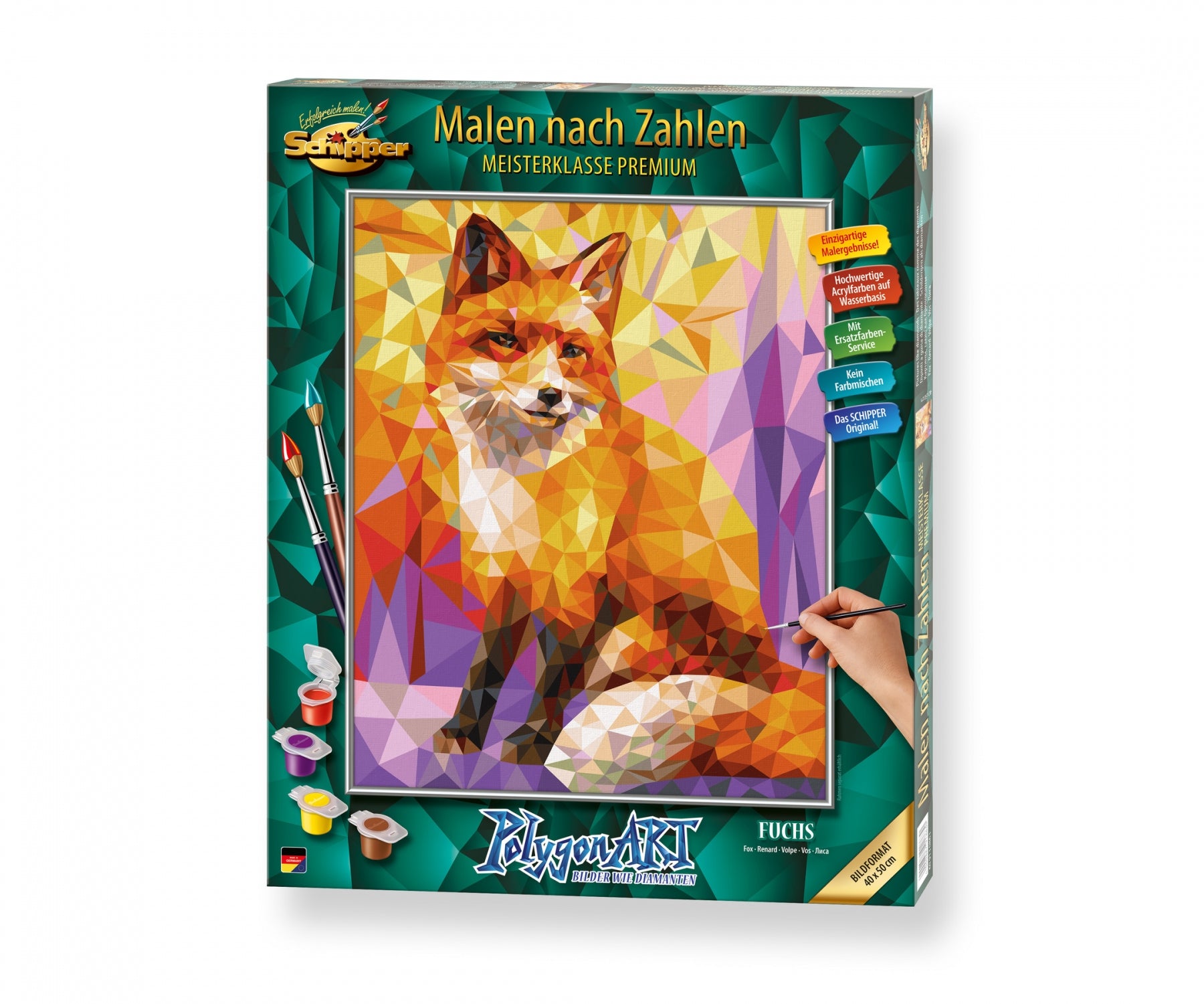 Schipper Polygon Art – Malen-nach-Zahlen-Set – Fuchs – Schimmernd – ab 14 Jahren