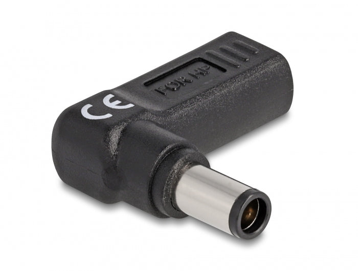 DeLOCK USB-C zu HP 7,4 × 5,0 mm Adapter – 19,5 V, 3 A, 90° gewinkelt, für HP Netzteile (7,4 × 5,0 mm)