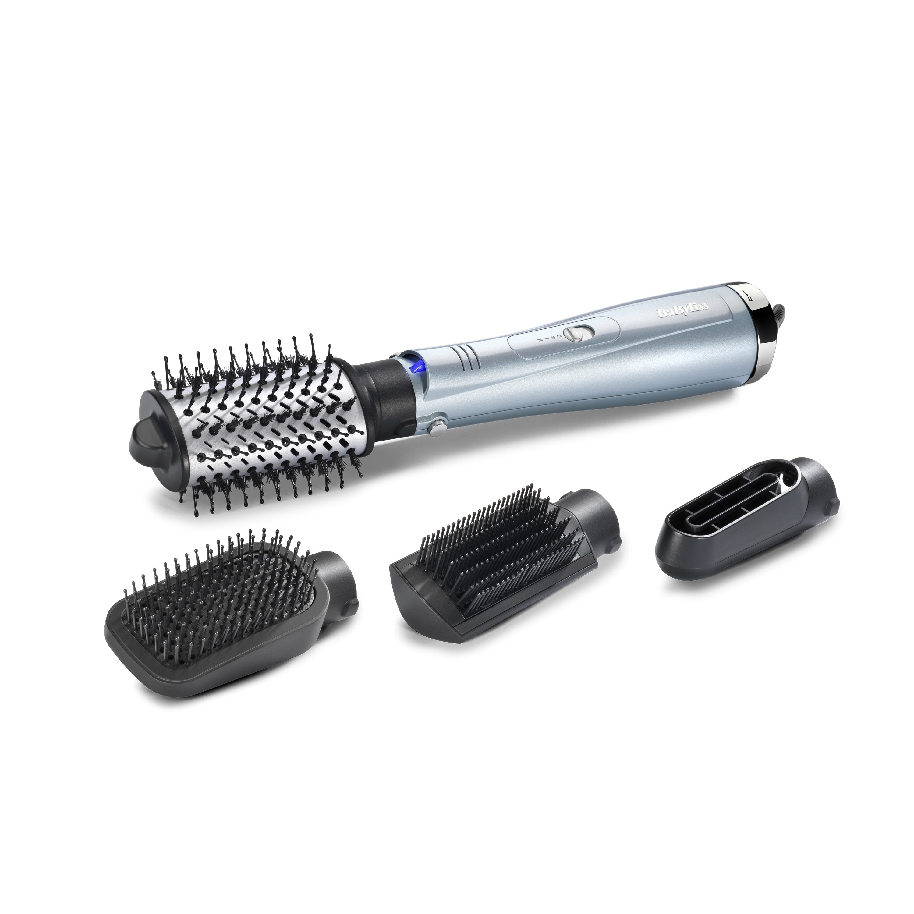 BaByliss Heissluftbürste Hydro-Fusion AS774E – 4-in-1, Keramikbeschichtung, Ionen-Styling – Grau, Silber
