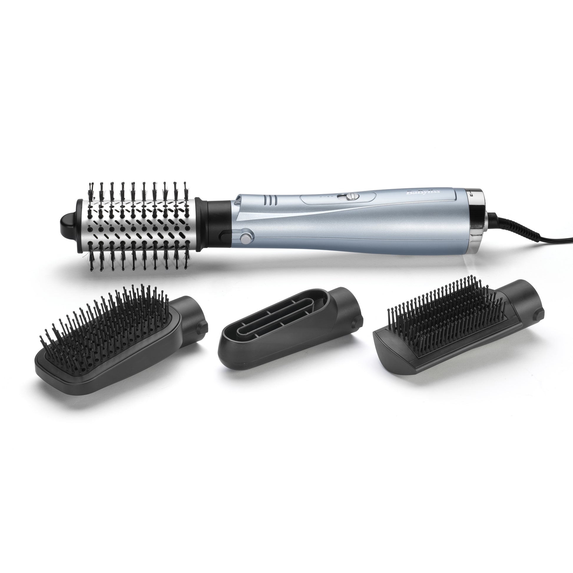 BaByliss Heissluftbürste Hydro-Fusion AS774E – 4-in-1, Keramikbeschichtung, Ionen-Styling – Grau, Silber