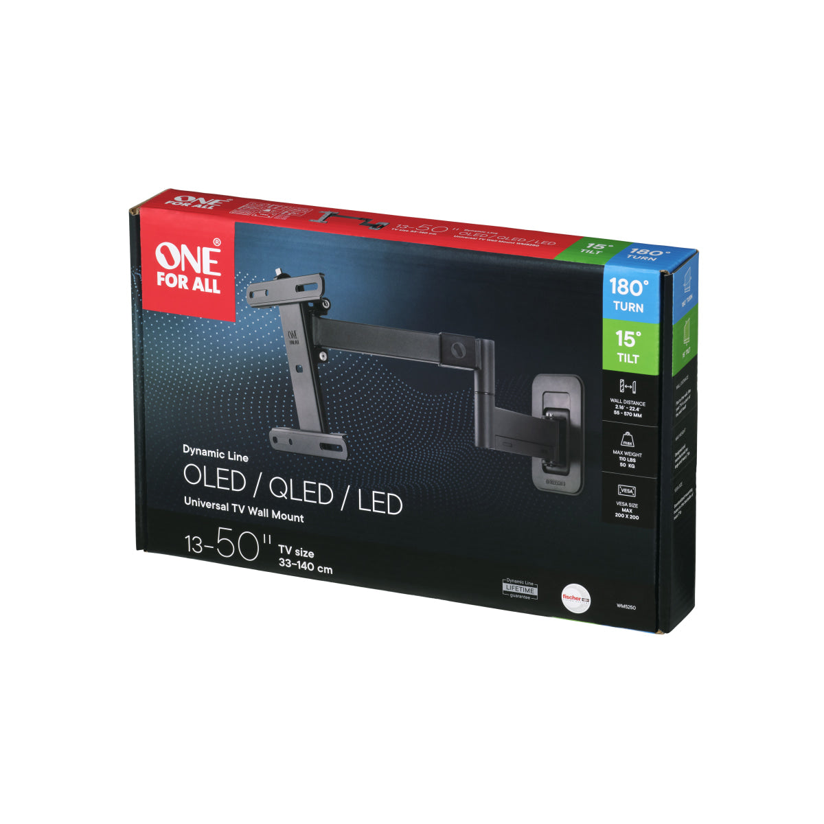 One For All Wandhalterung – Vollbeweglich – 13–50" – VESA 100×100–200×200 – bis 50 kg, für TV/Monitore