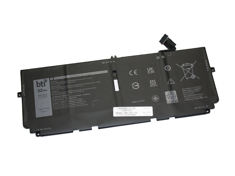 BTI Notebook-Akku – für Dell XPS 13 (9300) – 52 Wh, 7,6 V (4 Zellen) – Schwarz