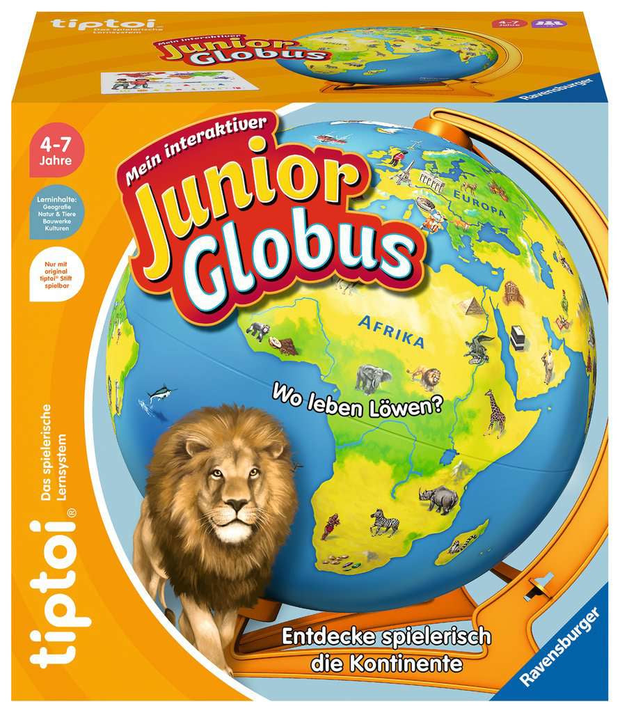 tiptoi Lernspiel – Mein interaktiver Junior Globus, Brettspiel-Erweiterung, 1–4 Spieler, 4–7 Jahre, Deutsch