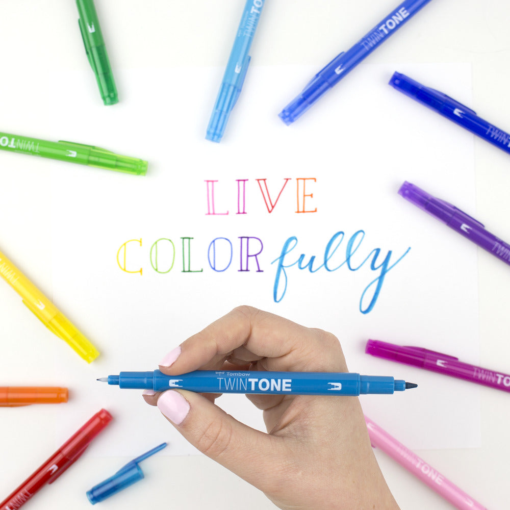 Tombow TwinTone Filzstift, Doppelspitze – Rundspitze, 0,8/0,3 mm, wasserbasiert, zartrosa