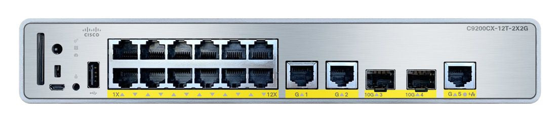 Cisco C9200CX-12T-2X2G-E – Managed Switch – 15× 1G, 2× SFP, PoE, 19"