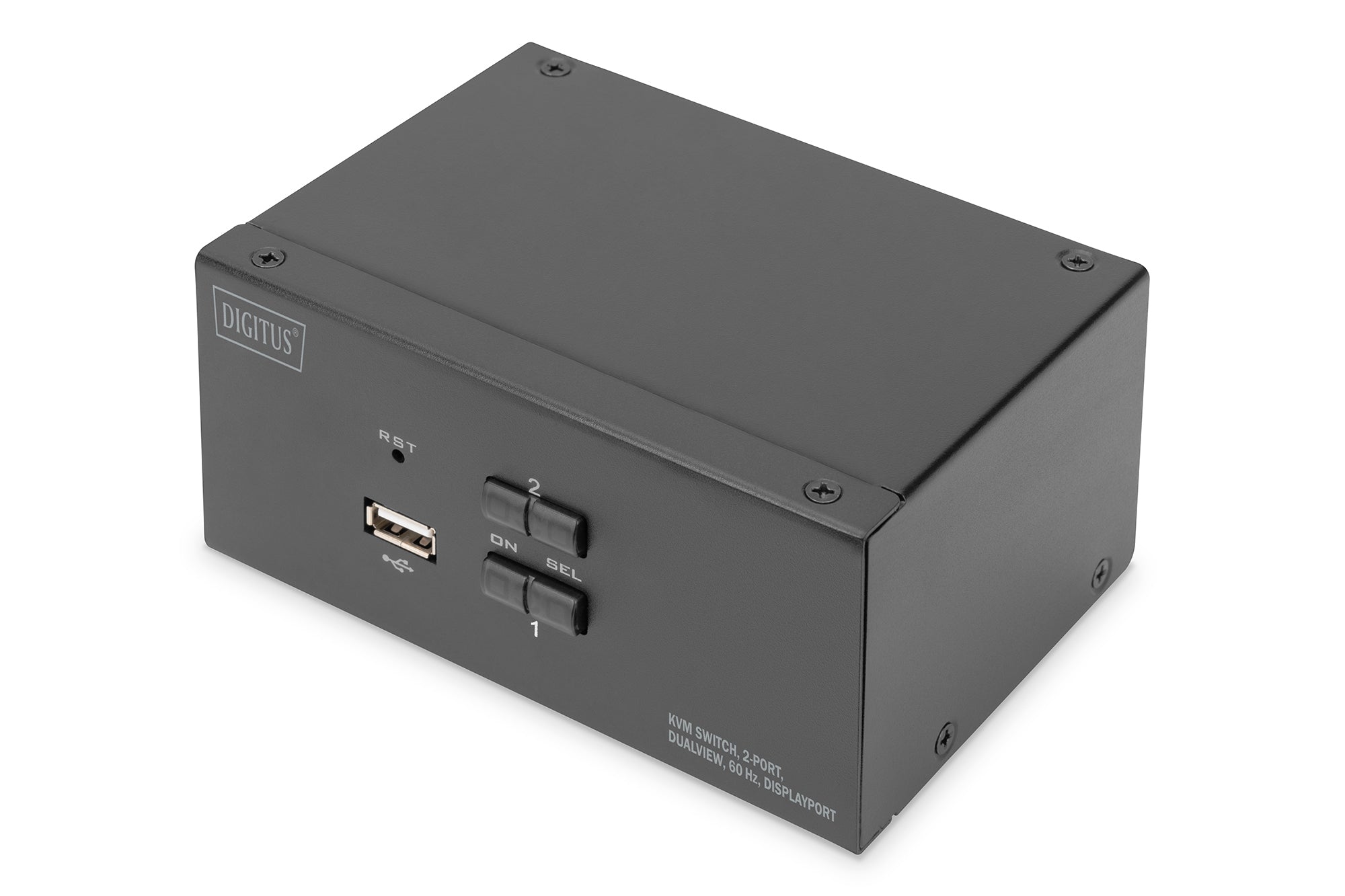Digitus KVM-Switch, 2-Port, Dual Display, DisplayPort/USB 2.0, 4K (3840 × 2160), Audio