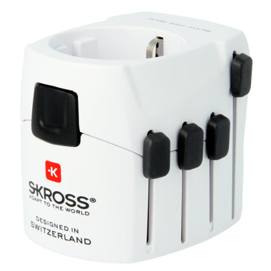 Skross Reiseadapter – von Typ C/E/F zu Typ B/G/I – geerdet – weiss