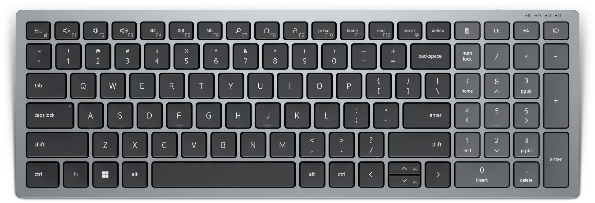 Dell KB740 – Tastatur, kabellos (2,4 GHz), FR-Layout (FR), Fullsize (mit Ziffernblock), Scherenmechanik, Multi-Device