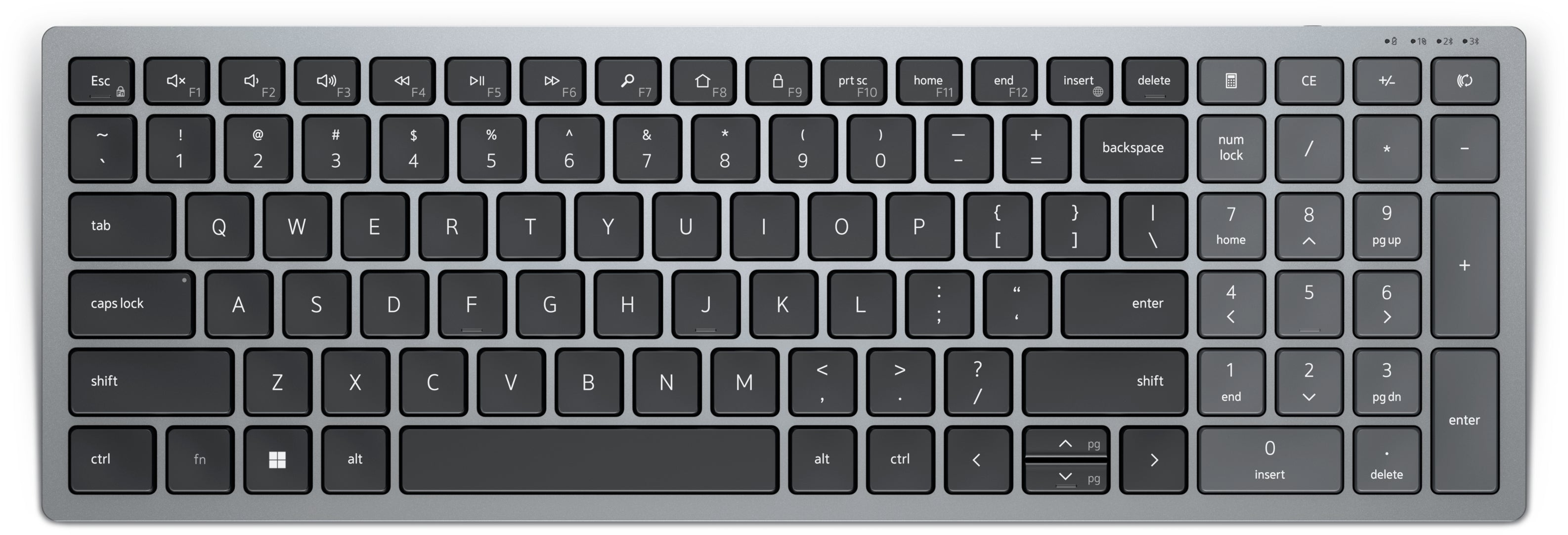 Dell KB740 – Tastatur, kabellos (2,4 GHz), FR-Layout (FR), Fullsize (mit Ziffernblock), Scherenmechanik, Multi-Device
