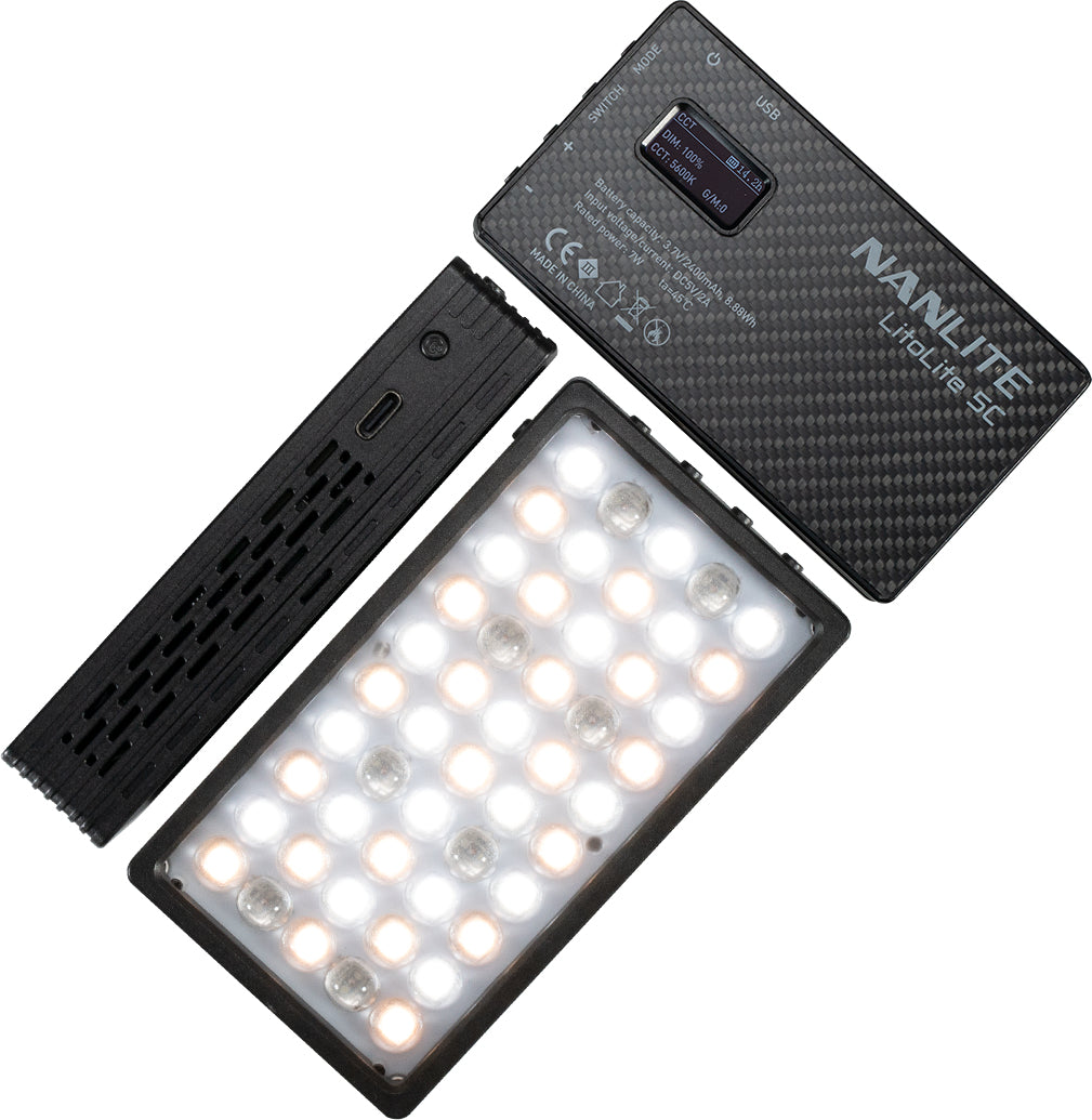 Nanlite LitoLite 5C Streaming-Licht – 2496 lx, 2700–7500 K, CRI 95, Akku