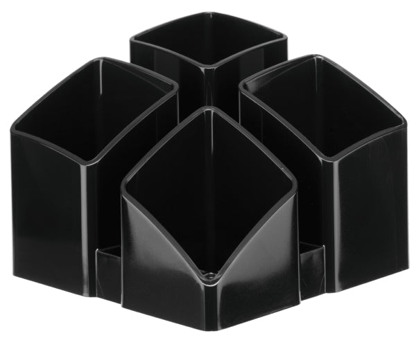 HAN SCALA 17450-13 Stifteköcher – 4 Fächer, Schwarz, Polystyrol (PS), B 125 × H 100 × T 125 mm