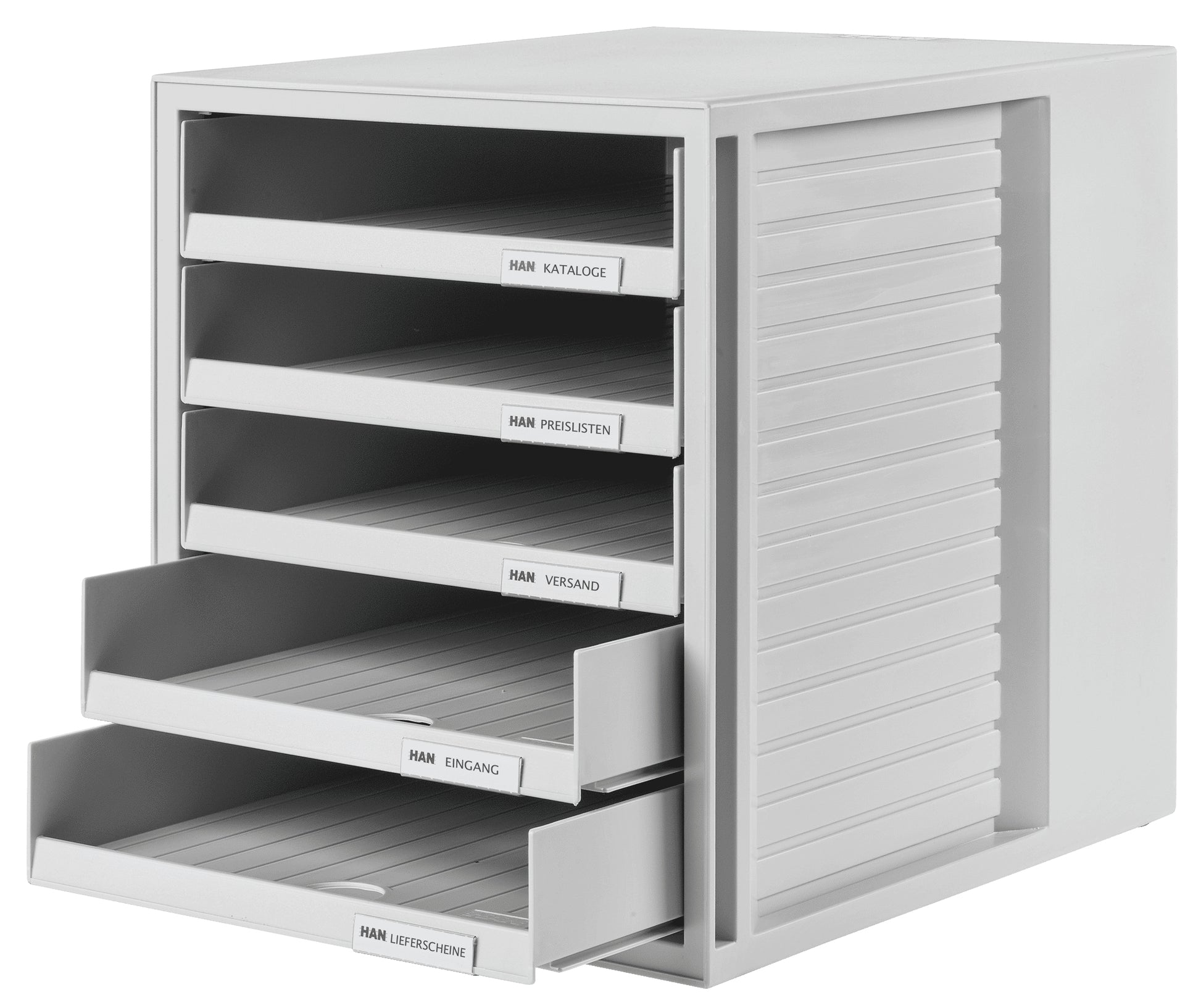 HAN Schubladenelement – 5 Schubladen – Polystyrol – Grau – 330 × 275 × 320 mm