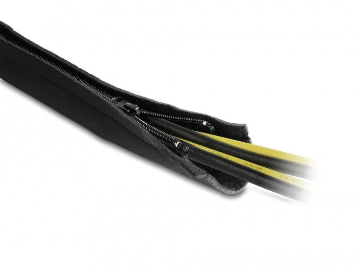 DeLOCK Kabelschlauch, Ø 25 mm × 3 m, Neopren, Reissverschluss, elastisch – schwarz