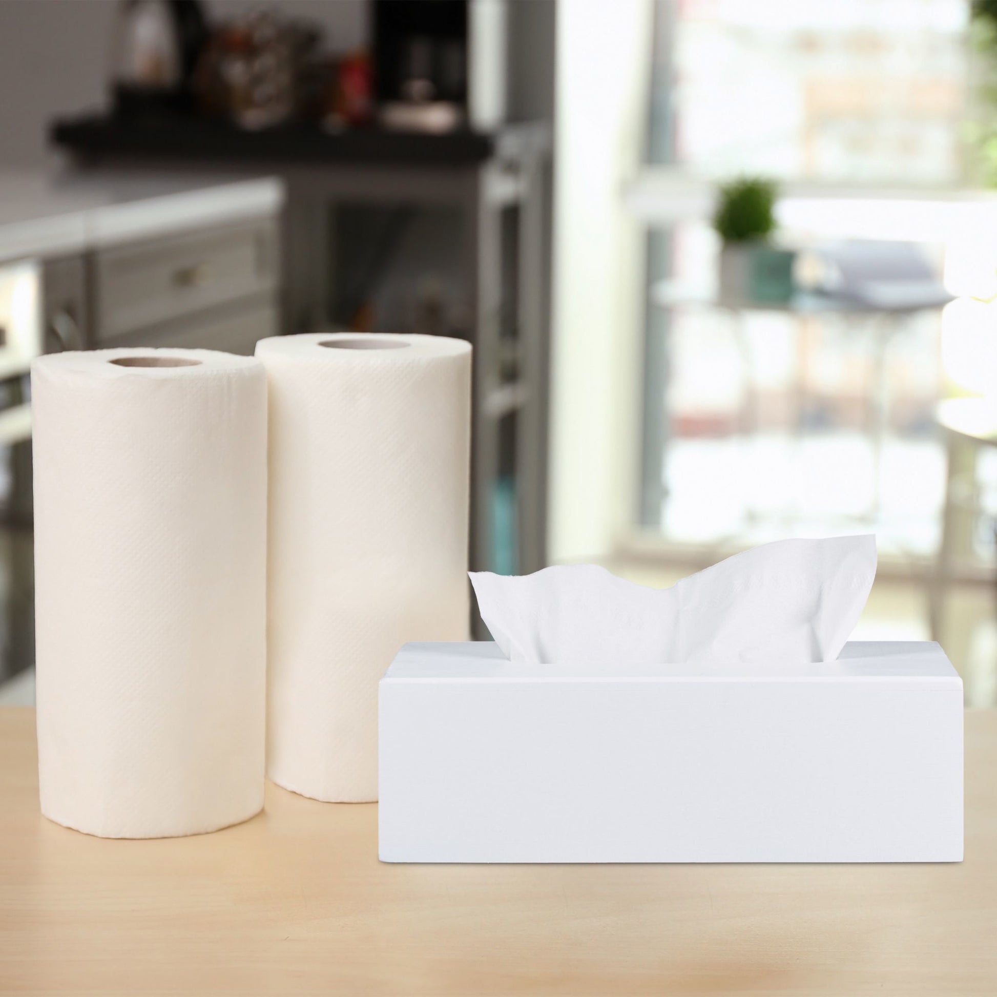 Relaxdays Falthandtuchspender – Bambus, Weiss, Tisch