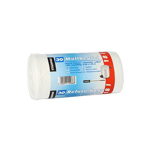 Papstar Kehrichtsack – 18 l, LLDPE, weiss, 18 µm, 460 × 520 mm, 30 Stk