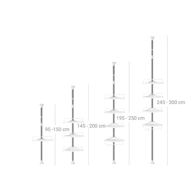 Songmics Duschregal BCB02SW – 89×28 cm, PP/Stahl (pulverbeschichtet), 2 kg, Klemmen, Weiss