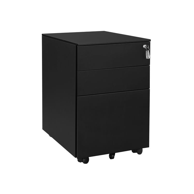Songmics Rollcontainer – Stahl, schwarz, abschliessbar, 39 × 60 × 52 cm