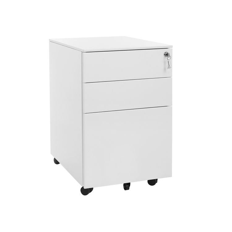 Songmics Rollcontainer – Stahl, weiss, abschliessbar, 39 × 60 × 52 cm