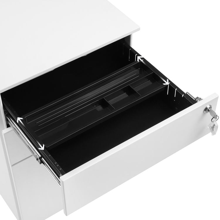 Songmics Rollcontainer – Stahl, weiss, abschliessbar, 39 × 60 × 52 cm