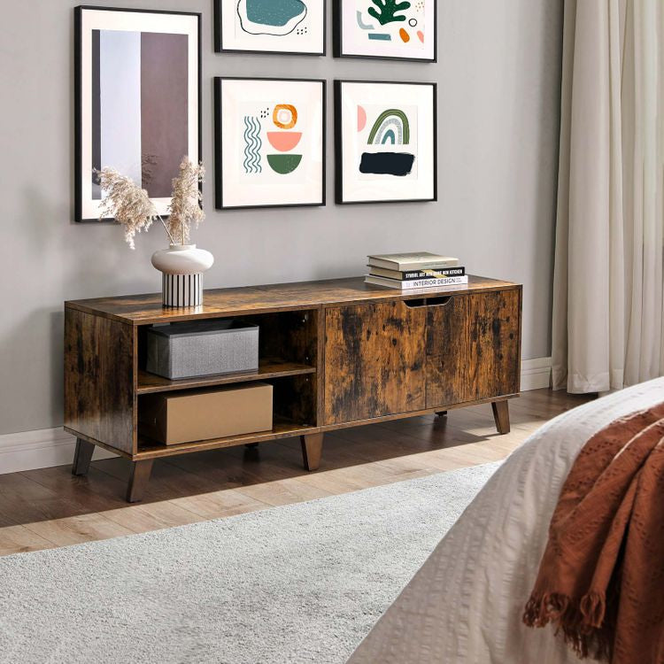 Songmics Vasagle TV-Möbel für TVs bis 55" – 140 × 40 × 50 cm – Spanplatte – Braun – mit 2 Regalen, 2 Türen