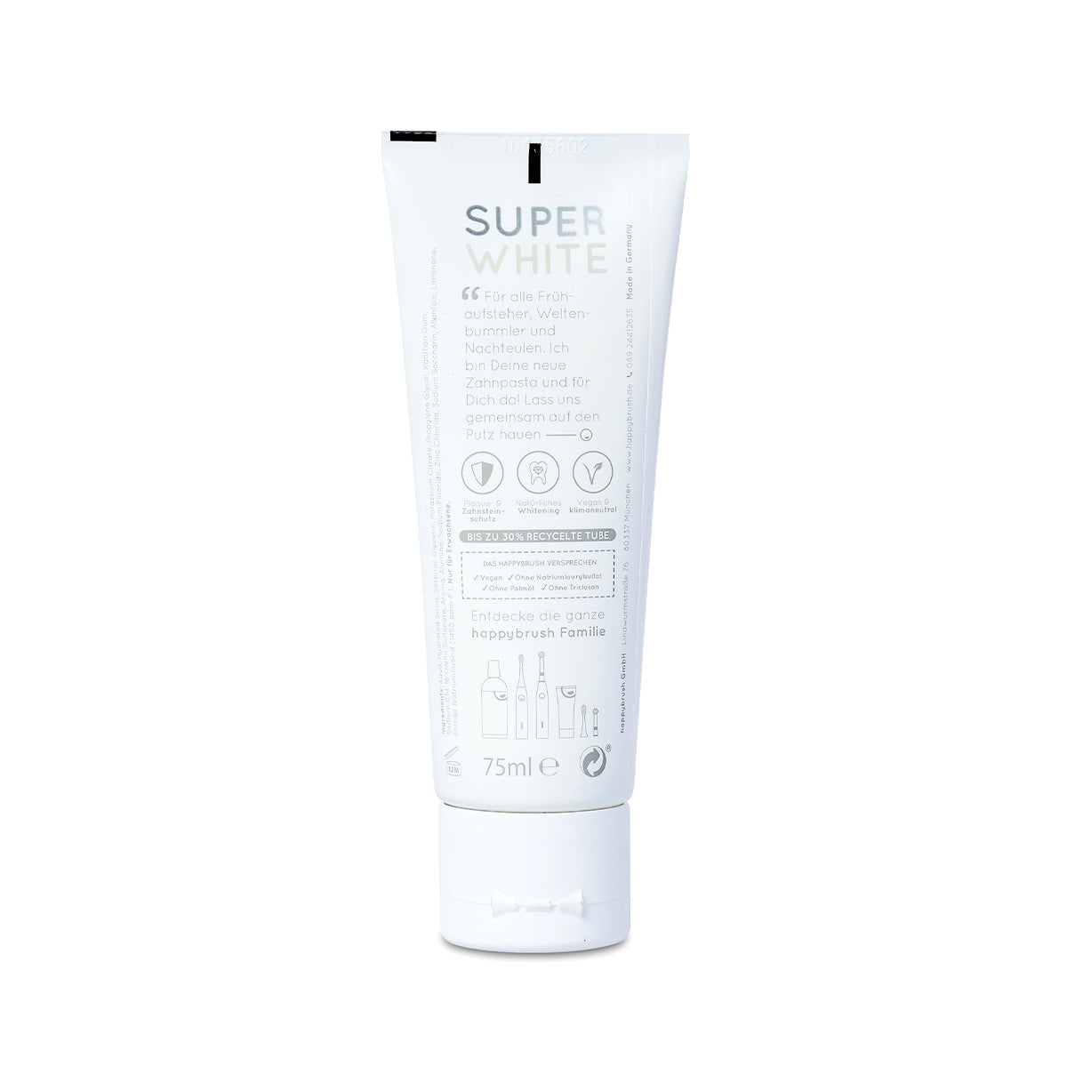 happybrush SuperWhite & Protect Zahnpasta – mit Fluorid – 75 ml
