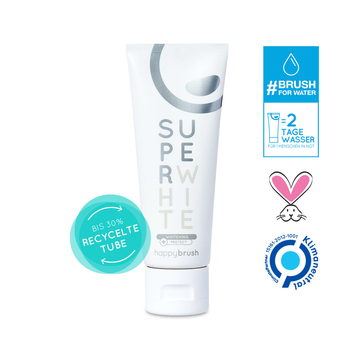 happybrush SuperWhite & Protect Zahnpasta – mit Fluorid – 75 ml