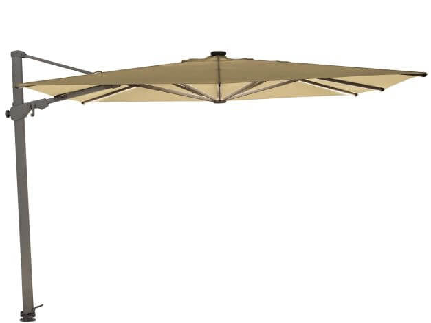 Suncomfort by Glatz Balkonschirm – manuell, Ø 300 cm – Beige – mit Solar-LED, Neigungsverstellung