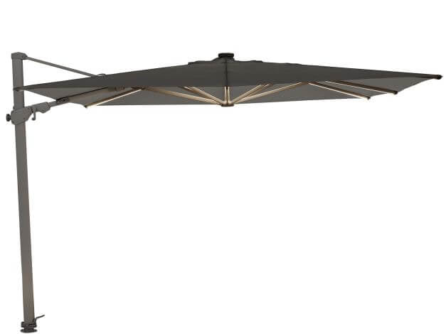 Suncomfort by Glatz Balkonschirm – Akku & Solar, Kurbel, neigbar, faltbar, Grau, Aluminium, Polyester