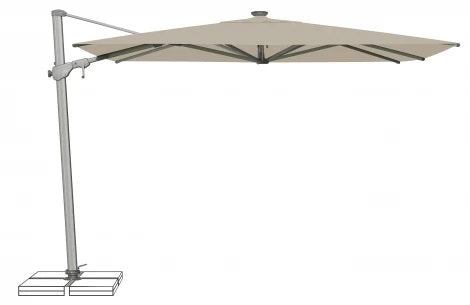 Suncomfort by Glatz Balkonschirm Varioflex Solar LED – quadratisch 300 × 300 cm, hellgrau, für Aussenbereich