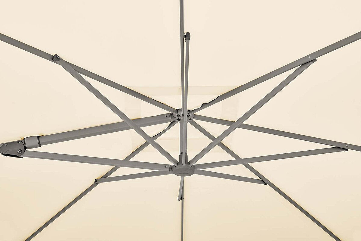 Suncomfort by Glatz Innenhof-Sonnenschirm Varioflex – rechteckig 330 × 270 cm, steingrau, für Aussenbereich