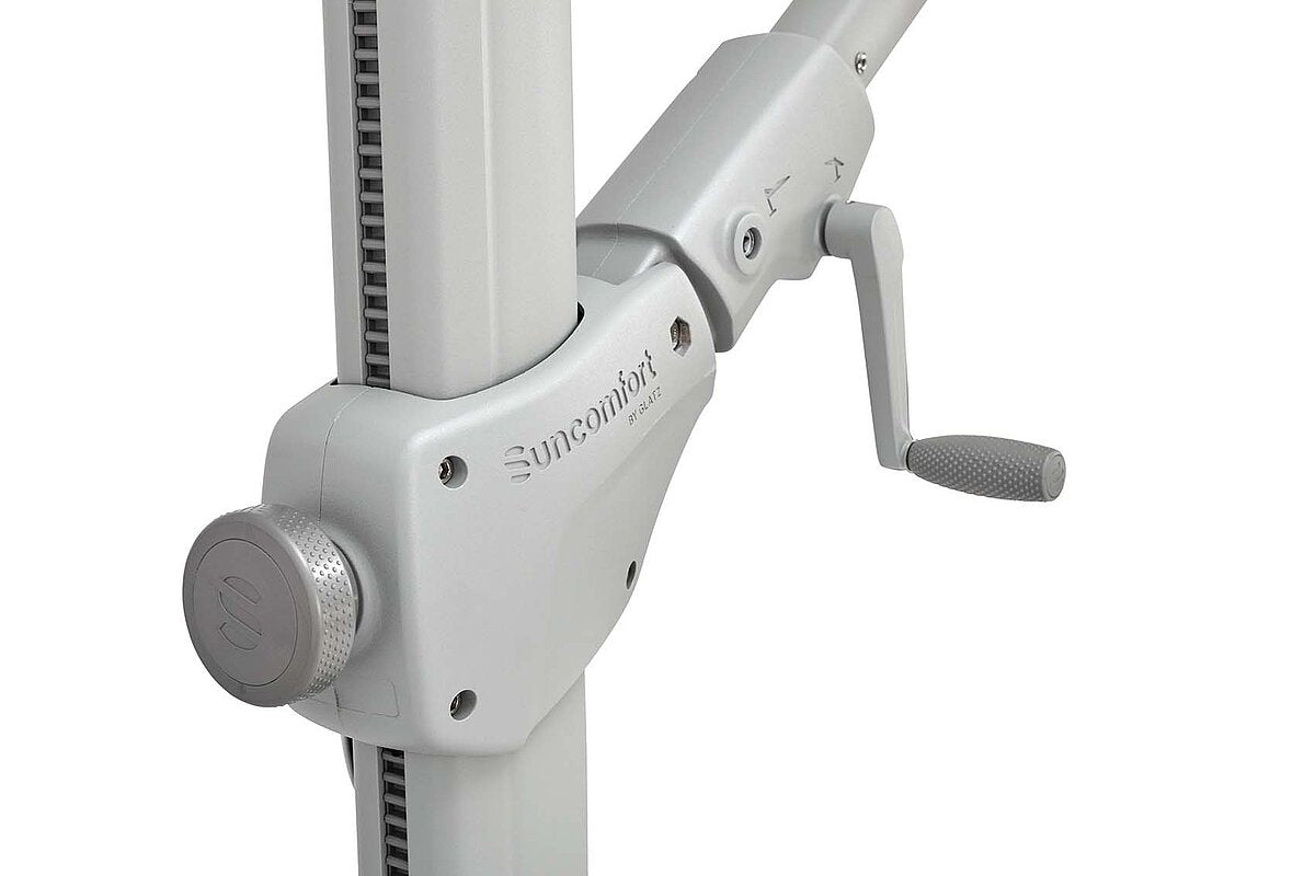 Suncomfort by Glatz Innenhof-Sonnenschirm Varioflex – rechteckig 330 × 270 cm, steingrau, für Aussenbereich