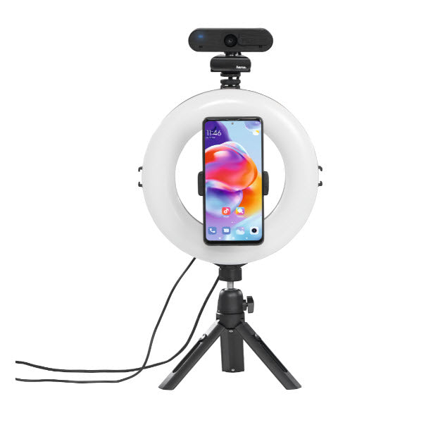 Hama SpotLight Smart 80 II LED-Ringleuchte – 950 lm, 2100–5500 K, 1/4" Gewinde – für Smartphone – Schwarz