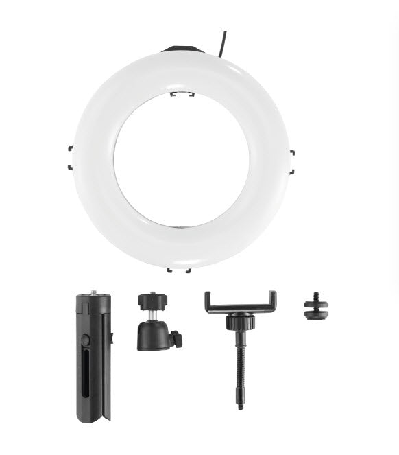 Hama SpotLight Smart 80 II LED-Ringleuchte – 950 lm, 2100–5500 K, 1/4" Gewinde – für Smartphone – Schwarz