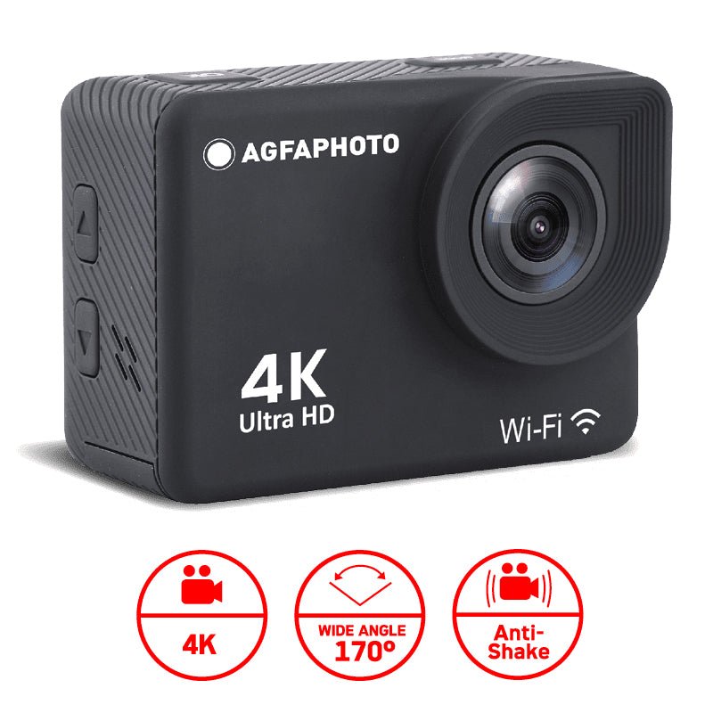 AgfaPhoto AC9000 – Unterwasserkamera, wasserdicht bis 30 m, 12 MP, 4K, schwarz