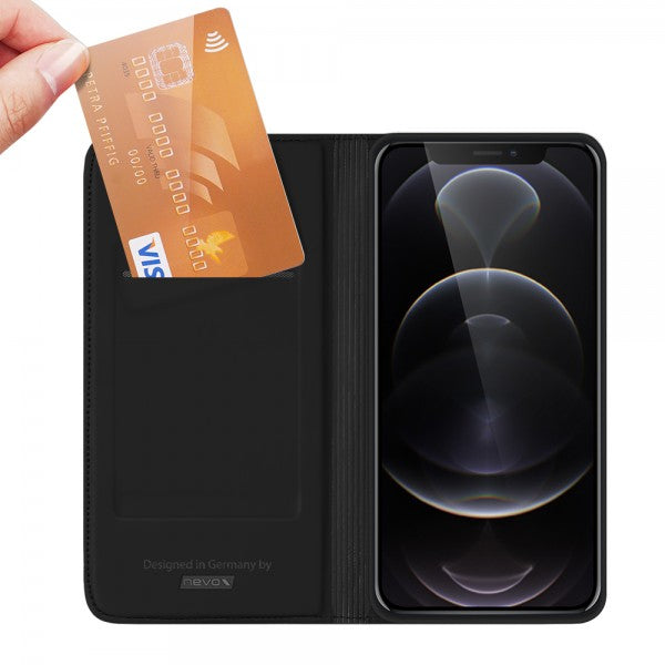 nevox Wallethülle – für Apple iPhone 14 Pro Max, mit Ständer, 1 Kartenfach, PU+TPU, Schwarz