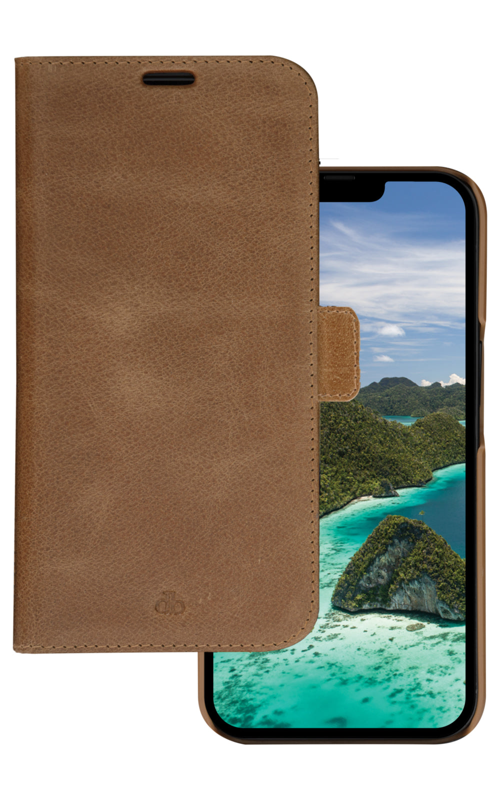dbramante1928 Lynge Wallethülle – für Apple iPhone 14 Pro, 3 Kartenfächer, Leder, Beige