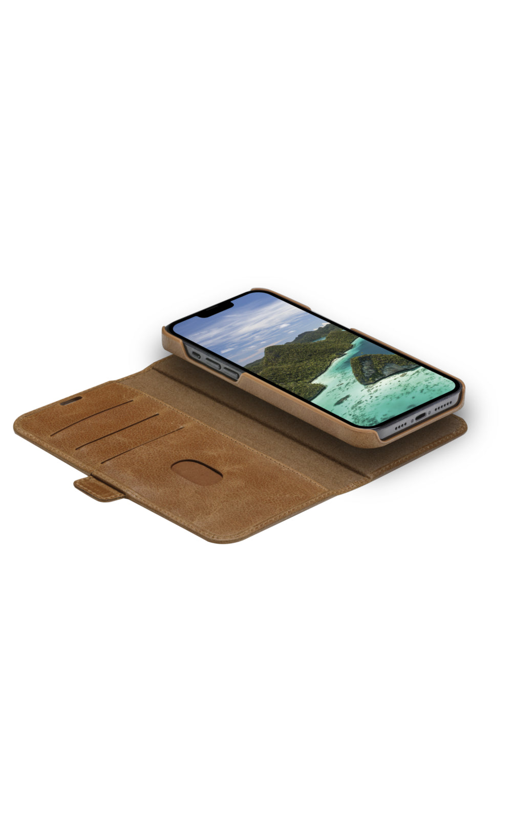 dbramante1928 Lynge Wallethülle – für Apple iPhone 14 Plus, 3 Kartenfächer, Leder, Beige
