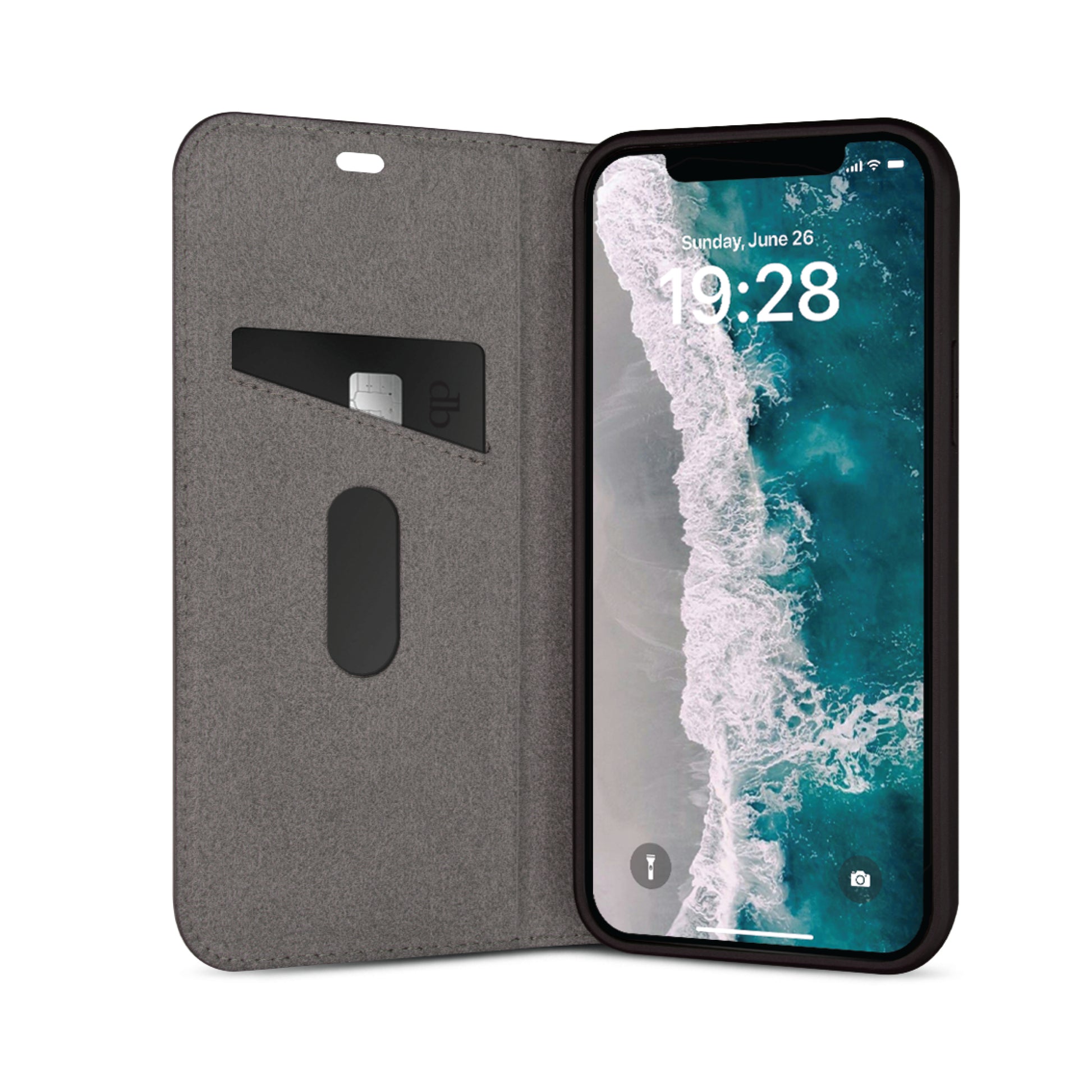 dbramante1928 Oslo Wallethülle – für Apple iPhone 14 Plus, 3 Kartenfächer, PU, schwarz, kabelloses Laden