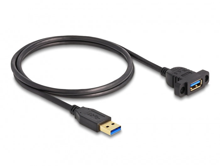 DeLOCK USB-A Verlängerungskabel (Stecker auf Buchse) – USB 3.2 Gen 1 (5 Gbit/s) – 1 m – Schwarz