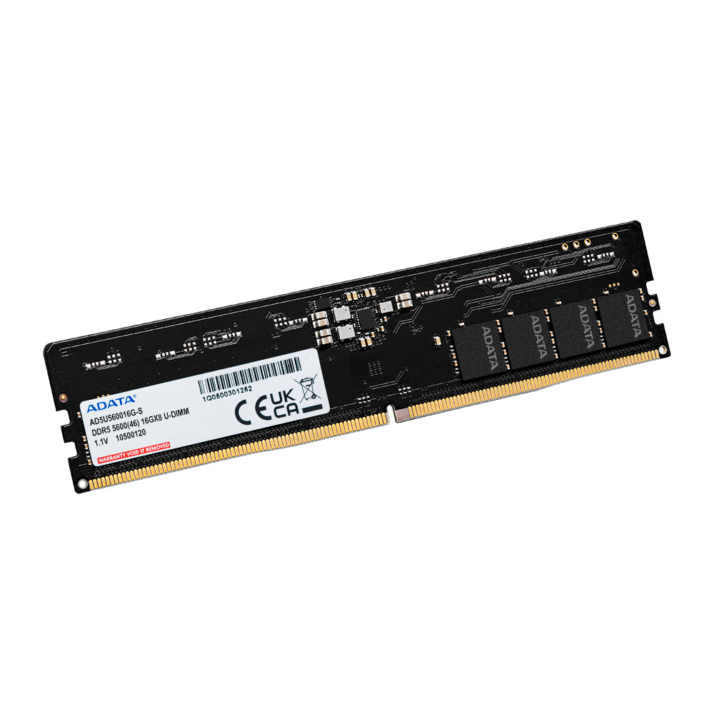 ADATA AD5U560016G-S – DDR5 RAM, 16 GB, 5600 MHz, 288-Pin DIMM, CL46, On-Die ECC, Unregistered (unbuffered)