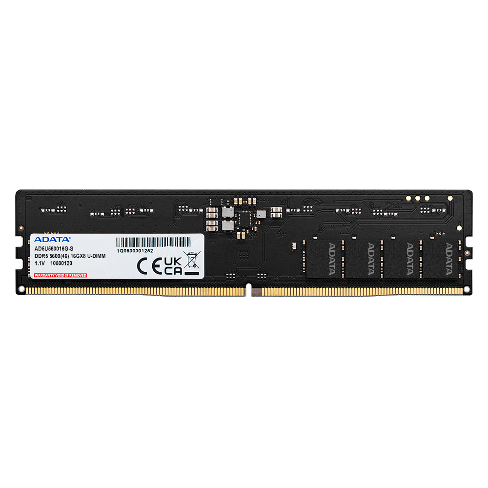 ADATA AD5U560016G-S – DDR5 RAM, 16 GB, 5600 MHz, 288-Pin DIMM, CL46, On-Die ECC, Unregistered (unbuffered)