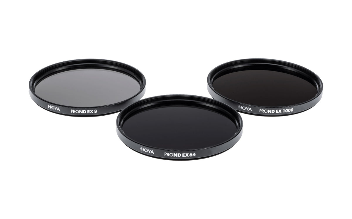 Hoya PRO ND EX Filter-Set 82 mm – ND8/ND64/ND1000, 3–10 Blenden – Aluminium – Schwarz – 3er-Pack